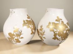 A pair of contemporary IKEA ceramic bulbous vases, height 33 cm.