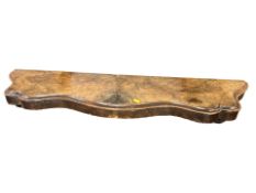 A Victorian burr walnut serpentine front wall shelf, width 103 cm.