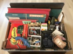 Vintage die cast models including Dinky, board games, dominoes, other toys, etc.