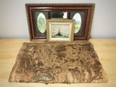 A gilt framed overmantel mirror,