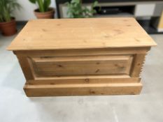 A modern pine blanket box, width 93 cm.