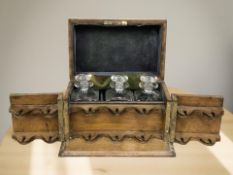 A Victorian figured walnut decanter box, width 35 cm.