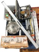 A group of tools and hardware, telescopic ladder, etc.