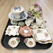 A Maling blue and white transfer printed tea cup and saucer,