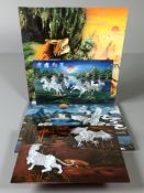 A group of oriental lacquered panels,