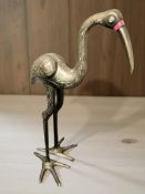 An Indian enameled brass statue of a flamingo, height 97 cm.