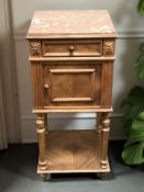 A late Victorian marble topped bedside stand,