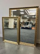 Two reproduction gilt framed mirrors, tallest 112 cm x 87 cm.