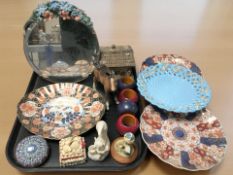 A Barbola mirror, together with a Beswick foal, Japanese Imari dishes,