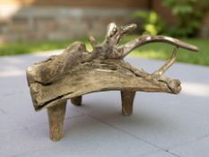 A rustic wooden garden bench, length 137 cm.