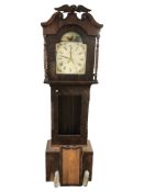A Victorian mahogany and oak thirty hour long case clock, with pendulum and weights, height 228 cm.