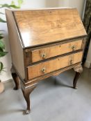 20th century walnut fall front bureau,