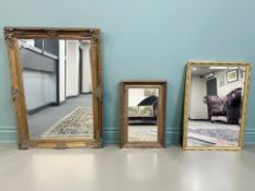 A gilt framed bevelled over mantel mirror, 79 cm x 109 cm,