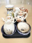 A Japanese Kutani teapot, an Enoch Wedgwood Imari teapot and matching coffee pot, other ceramics.