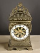 An early 20th century brass cased mantel timepiece, height 18 cm.