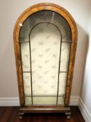 An Art Deco glazed walnut china cabinet, 65 cm x 27 cm x 133 cm.