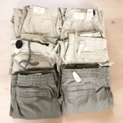 Six pairs of Hollister cargo pants, with retail tags.