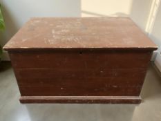 An antique pine blanket box, width 95 cm.