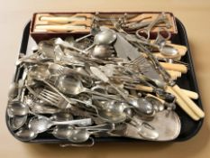A large quantity of EPNS cutlery, Bluestar Ales bottle opener, knife rests, etc.