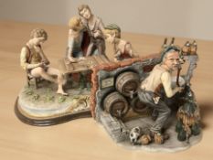Two large Italian bisque figure groups,