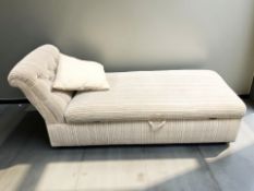 A reproduction storage chaise longue, length 165 cm.