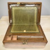 A Victorian rosewood writing slope, width 35 cm.