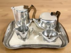 A Picquot Ware tea service on tray.