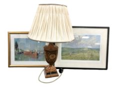 An Italian style reproduction inlaid table lamp,