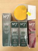 Four No. 7 serums and a Foreo facial cleanser.