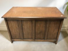 A 20th century oak blanket box, width 91 cm.