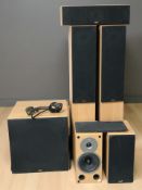 Six various Gale speakers, tallest 94 cm.