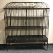 A contemporary painted metal double door 'Birdcage' cabinet with shelved interior,
