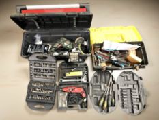 A collection of hand tools and sets, power tools including Bosch,