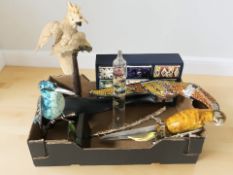 A group of modern bird ornaments,