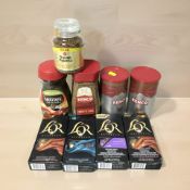 Several jars of coffee,