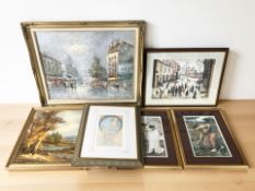 A group of pictures and prints including a print after L S Lowry,