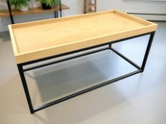 A Habitat contemporary metal and oak rectangular coffee table, 100 cm x 50 cm x 46 cm.