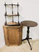 A 19th century pine single door hanging corner cabinet, height 67 cm,