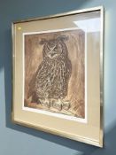 After David Koster (1926-2014) Great Eagle Owl, limited edition colour lithograph,