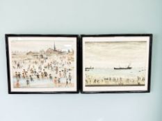 After L S Lowry : 'At the seaside', colour print, 60 cm x 46 cm,