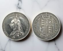 A Victorian silver shilling 1887