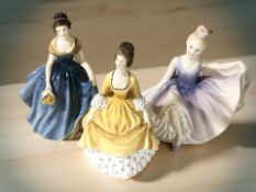 Three Royal Doulton ladies to include Melanie HN2271, Coralie HN2307 and Dancing Years HN2235.