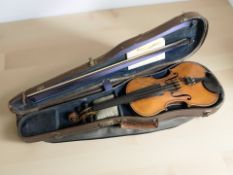 A late 19th century German violin, with two piece 14