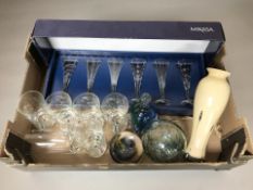 A set of Mikasa drinking glasses, further glasses,