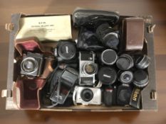 A collection of cameras to include an ARL Mk. II navy-style camera with Hall Bros. Unimar f/4.