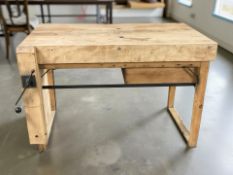 A contemporary reclaimed pine work bench / Butcher's block,