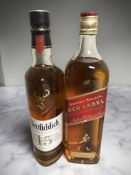 A 700 ml bottle of Glenfiddich Single Malt Scotch Whisky aged 15 years and a 1 litre bottle of