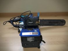 A Tiger TG950 generator and an Einhell electric chainsaw.