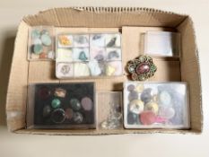 A small quantity of mixed gemstones, gem set brooch, etc.