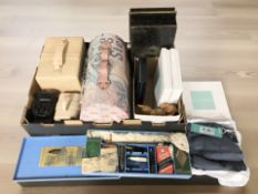 A group of jewellery boxes, enameled cash tin,